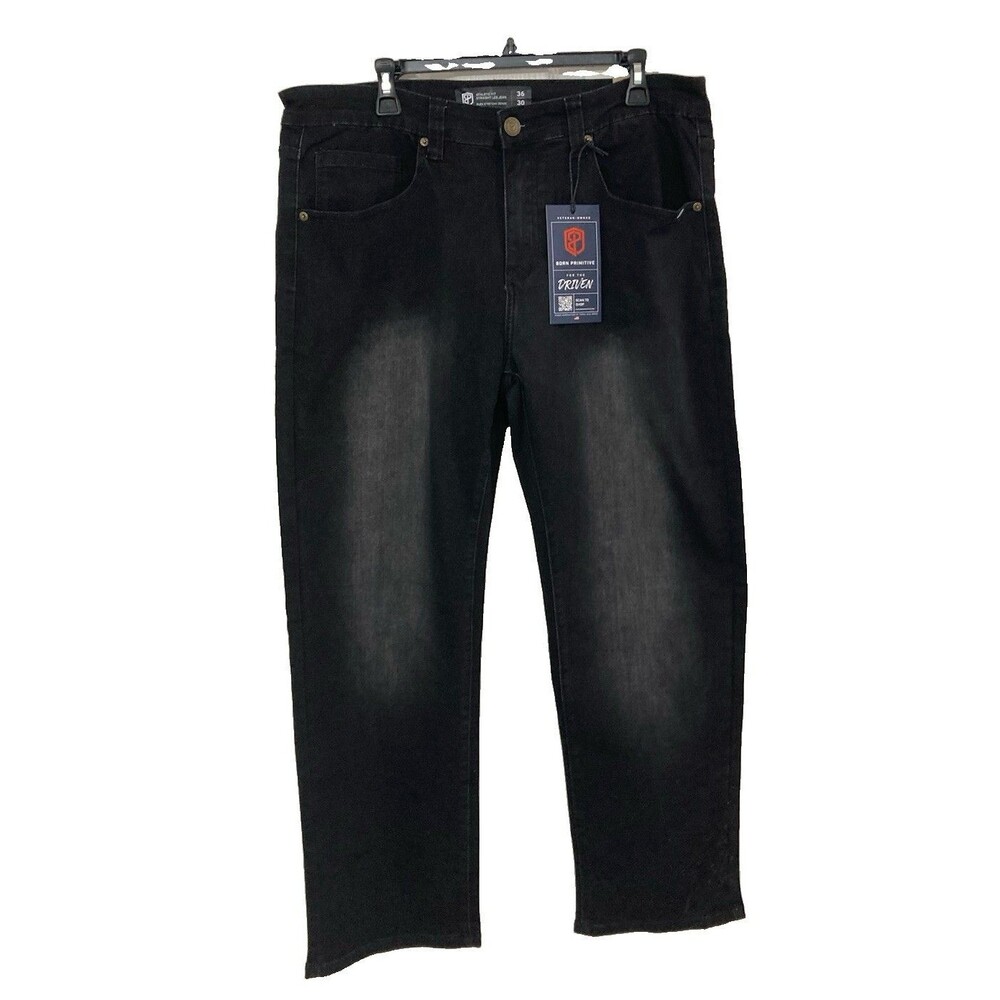 Men's Born Primitive Athletic Fit Straight Leg Jeans Faded Black Size 36x30 NWT